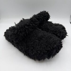 Crocs Classic Shaggy Fur Lined Clogs‎ Womens Sz 7 Black Teddy Bear Slip On Shoes